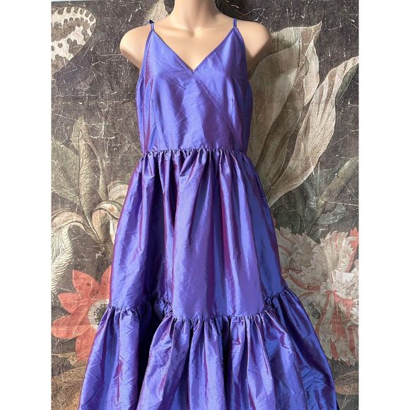 New Anthropologie Bloni Tiered Shine Dress Size Xxs - Picture 8 of 10